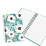 Studio Oh! Hardcover Medium Spiral Notebook Available in 9 Designs, Floral Expressions White Flowers on Slate Blue