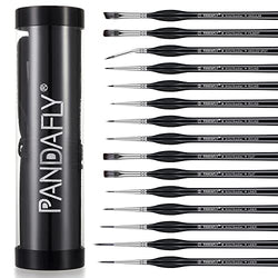 PANDAFLY Micro Detail Paint Brush Set, 15pcs Miniature Painting Brushes for Fine Detailing & Art Painting - Watercolor Oil Acrylic, Face, Nail, Craft Models, Rock Painting, Warhammer 40k