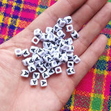 Amaney Letter Beads A 100pcs 6x6mm White Square Acrylic Black Alphabet for Bracelet Jewelry Making