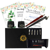 Premium Calligraphy Starter Set by The Lettering Tribe | Beginners Modern Calligraphy Kit with 5 Nibs + 1 Oblique + 1 Wooden Dip Pen + 2 Inks + How-to Guide ebook | Learn the Art of Lettering Today.