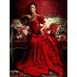5D DIY Diamond Painting Cross Stitch Craft Modern Arts Crafts Full Drill Diymood Painting Great Gift Idea for Women Red Dress Woman and Girls Bedroom Living Room Decor(40x50 cm)