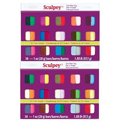 Sculpey III Oven Bake Clay Sampler 1oz, 30/pkg (Pack of 2)