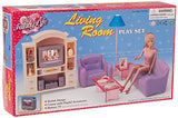 My Fancy Life 24012 Dollhouse Furniture, Living Room with TV/DVD Set and Show Case Play Set