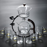 RORA Glass Teapot Set Glass Automatic Lazy Tea Set Magnetic Rotating Kungfu Heat-Resistant Teapot Set