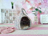 Miniature bjd Cat Hideout, Wicker Doll Pet Bed Dollhouse. Doll Companion Nest Handmade