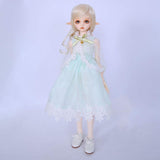 Clicked 1/4 Blue Dress BJD SD Doll Full Set 41Cm 16Inch Jointed Dolls + Wig + Skirt + Makeup + Shoes Surprise Gift Doll (Excluding Headdress)