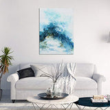 Yihui Arts Abstract Moutain Canvas Wall Art with Textured Modern Light Blue Pictures for Living Room Bedroom Bathroom Decoration