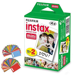 FujiFilm Instax Mini Instant Film 1 Pack - 20 Photo Sheets + 60 Assorted Colorful Mini Photo Stickers - for FujiFilm Instax Mini 11, 9 and 8 Camera, Fuji Mini Link, SP-1, SP-2, Polaroid Film