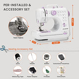 Kylinton Sewing Machine for Beginners Mini Sewing Machine for Kids, Electric Small Sewing Machine with Foot Pedal, 12 Stitches, High-Low Speeds, Replacement Feet and Extension Table, Automatic Winding for Cloth Girls Adults