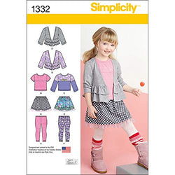 Simplicity 1332 Girl's Skirt, Knit Leggings, and Cardigan Sewing Pattern by Karen Z, Sizes 3-8