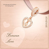 ATHENAIE 925 Silver Plated Rose Gold  with Pave Clear CZ Forever Love Pendant Drops Charm Beads