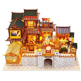 Dollhouse Miniature with Furniture,DIY 3D Wooden Doll House Kit Chinese Retro Style Plus with LED and Music Movement,1:24 Scale Creative Room Idea Best Gift for Children Friend Lover PC2011