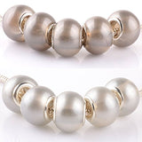 RUBYCA Mix Pearl Imitation Murano Glass Beads European Charm Bracelet Spacer Silver Color 50pcs DIY