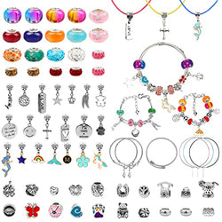 Bracelet Making Kit for Girls, 66 Pieces Charm Bracelet Making Kit with Beads and Snake Chain, Bracelets for DIY Craft, Jewellery Gift for Teen Girls