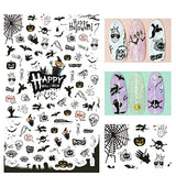 9 Sheets Halloween Nail Art Stickers Decals Self-Adhesive Pegatinas Uñas Spider Web Pumpkin Skull Bat Ghost Witch Cute Kids Nail Supplies Nail Art Design Decoration Accessories