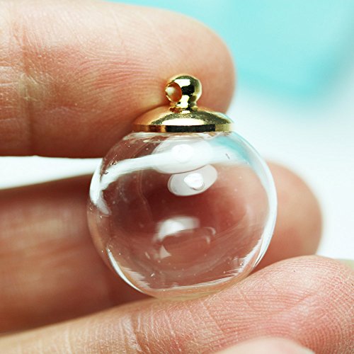 8pcs Mini 16mm Glass Vial with Gold Plated lid, Wedding Deco Small Glass, Jar Charm, Making Love