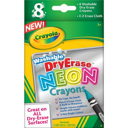 Crayola; Dry-Erase Neon Crayons; Art Tools; 8 Count; Washable; Perfect for Classroom Art