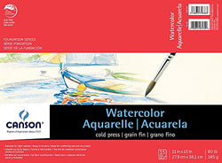Canson Foundation Series Watercolor Paper Pad for Wet or Dry Media, Fold Over, 90 Pound, 11 x 15