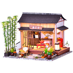 Dollhouse Miniature with Furniture,DIY 3D Wooden Doll House Kit Chinese Retro Courtyard Style Plus with Dust Cover and LED,1:24 Scale Creative Room Idea Best Gift for Children Friend Lover BM850