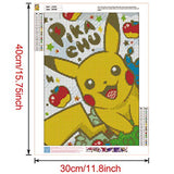 5D Diamond Painting Full Drill, 16"X12" Pikachu DIY Diamond Painting by Number Kits, Rhinestone Crystal Drawing Gift for Adults Kids, 40x30cm Mosaic Making Art Painting for Wall Decoration