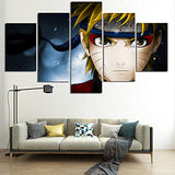 Anime Decor Naruto One Piece Posters Wall Art Prints on Canvas for Living Room Décor Boy Gift 5 Pcs Unframed (NARUTO-01)