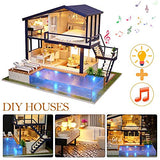 Feel-ling Robotime DIY Dollhouse Wooden Miniature Furniture Kit Mini Green House with LED Best Birthday Gifts for Women and Girls Creative Christmas Birthday Gift for Lovers Boys and Girls