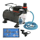 SunnyHome Professional Airbrush Painting System with air Compressor New Airbrush kit Single Cylinder Piston air Compressor Double Action Hobby Airbrush kit for Tattoo