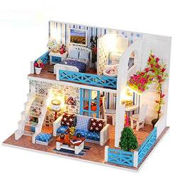 Danni DIY Assemble Dollhouse Toy Wooden Miniature Doll Houses Handmade Doll House Toy with Furniture Led Lights Toys for Children Gift