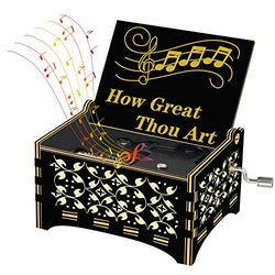 JYPLKCMT How Great Thou Art Wood Music Box Gifts for Christian Women Men Religious Wooden Music Boxes Presents: Women, Men, Kids, Mom, Dad, Easter, Christmas, Birthday, Baptism, Christening Gift