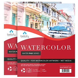 Bellofy 2 x Large Watercolor Paper Pad - 11x14 Inch with 20 Sheets/Pad | 130 lb 190g Cold Press Paper for Wet Media | Acid Free Large Art Paper for Painting & Drawing | Art Supplies for Adults