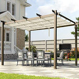 MEWAY Outdoor Pergola Modern Yard Pergola with Retractable Canopy 10x13 Patio Aluminum Pergola Shelter,Beige