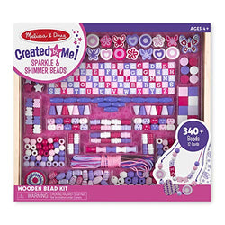 Melissa & Doug Created by Me! Sparkle & Shimmer Beads Wooden Bead Kit, 340+ Beads for Jewelry-Making