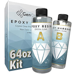 64 oz Epoxy Resin Kit by GenCrafts - Crystal Clear and Perfect for Silicone Molds, Jewelry Art, Coating, Tumblers, and More - for use with Additives Like Glitter, Mica Powder, and Liquid Pigment