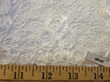 Corsage Lace Embroidered Roses on Mesh White 56 Inch Wide Fabric By the Yard (F.E.®)