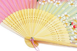 Amajiji 8.27" "Cherry blossoms" Chinease/Japanese Hand Held Silk Folding Fan with Bamboo