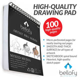 Bellofy 100-Sheet Sketchpad Artist Pro, Watercolor, Acrylic Art Pad for Sketching, Ink Sketch Book,