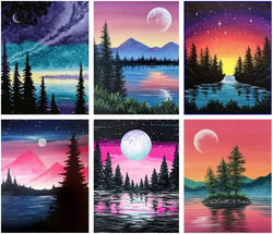 AiYuanzsh 6 Diamond Paintings Adult Children's Paintings DIY 5D Landscape Scenery Diamond Painting Mosaic Digital Painting Crafts Interior Decoration (12x16inches)