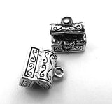 Set of Three (3) Silver Tone Pewter Treasure Chest Charms