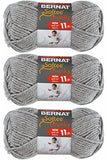 Bernat Softee Chunky Yarn, Super Bulky #6, 3 Skeins Grey Heather 28046 Bundle