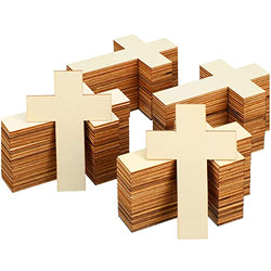 200 Pieces Wooden Crosses for Crafts Cross Shaped Wooden Pieces Blank Wooden Cross Ornament Unfinished Wood Cutout for DIY Projects Home Decoration Gift Tags, 4.33 x 2.76 Inch