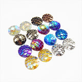 JulieWang 100pcs Mermaid Scales Skin Cabochons Resin Mixed Shinny Color for Jewelry Making (8x8mm)