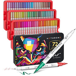 Hethorne Art Markers - Markers for Adult Coloring Dual Tip Drawing Pen Set 72 Colors