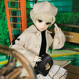 Proudoll 1/3 BJD Doll 60cm 24Inches Ball Jointed SD Dolls Move Joints Action Figures Caroline + Beret + Wig + Coat + Dress + Handbag + Boots