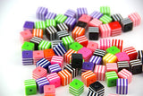 RayLineDo One Pack of 100Pcs Mixed Bright Candy Color Cube Sugar Shape White Stripes Crafting