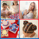 1000 Pieces 4th of July Pony Beads Patriotic Seed Beads Valentine Day Seed Bead Set Acrylic Red Blue White Craft Beads for Girls Women Jewelry Making Bracelet Supplies, 3 Colors (Red, Blue, White)