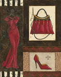 Fashion Collage; Purse, Shoe, Dress Retro Prints; Two 11x14 Posters