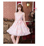 Smiling Angel Sweet Lolita Printed Rabbit Dress Sleeveless Chiffon Lace JSK Princess Dress (Pink, L-XL)