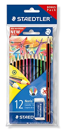 STAEDTLER Noris Colouring Pencils With A Eco Pencil And Mars Plastic Eraser