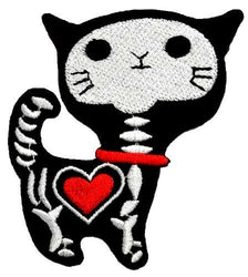 Shock Skeleton Skull X-ray Cat Kitty Funny Cartoon DIY Applique Embroidered Sew Iron on Patch