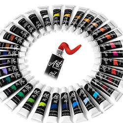 Oil Paint Set - 32 Color Professional Painting Sets for Artists, Beginners & Adults. Complete Collection of Pigment Rich Oil Based Paints. Artist Supplies Kit w/ 12ml Tube Colors & Bonus Paint Brush!